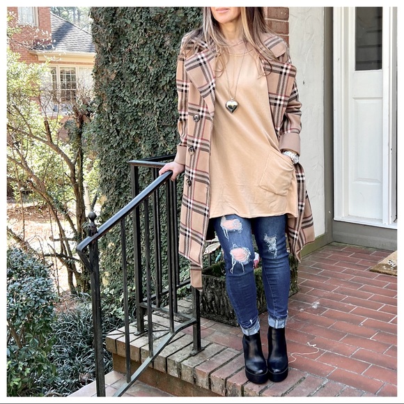 made in Italy Jackets & Blazers - Made in Italy Most Fabulous Designer Belted Plaid Trench Coat